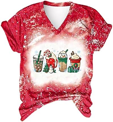 Sretne božićne košulje za žene novo 2022., božićna bluza s izbjeljivačem, elegantne Ležerne majice s izrezom u obliku slova