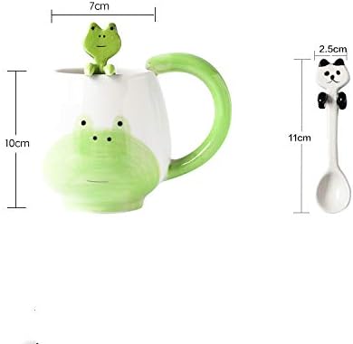 Ekuee liwes ručno oslikana šalica kave lijepa panda/žaba/mačka/svinjska keramička šalica čajne šalice uključuje žličicu