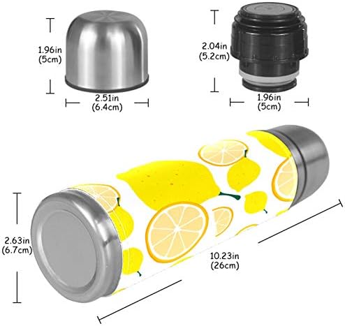 Vakuum od nehrđajućeg čelika, izolirana šalica, limunovo žuto print termos boca za vodu za vruće i hladno piće Djeca odrasli