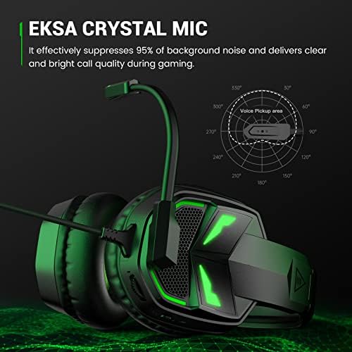 Gaming slušalice EKSA Fenrir s mikrofonom - Gaming slušalice za PC, Xbox One, PS4, PC, PS5, mobilnih uređaja, Mikrofon s