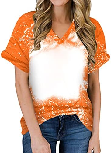 Ljetne izbijeljene majice za žene ležerne labave kratke rukave v vrat bluza prazna majica izbijeljenih košulja udobno osnovni