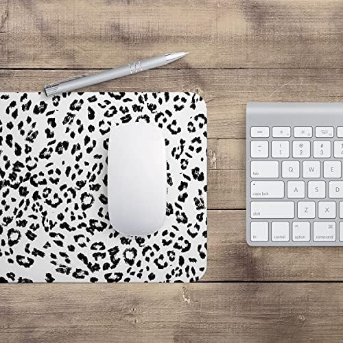 Leopard Print Mouse jastučić, kvadratni jastučić od miša, crno -bijele točke, pogodno za igre, pribor za uređenje ureda,