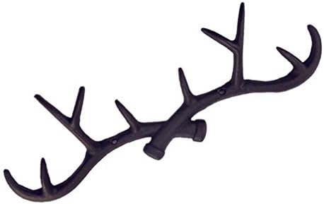 Jeleni rogovi nosač nosača zid- montirani nosač za udice vintage ukrasno lijevano željezo jeleni rogovi vješalica zidne kuke