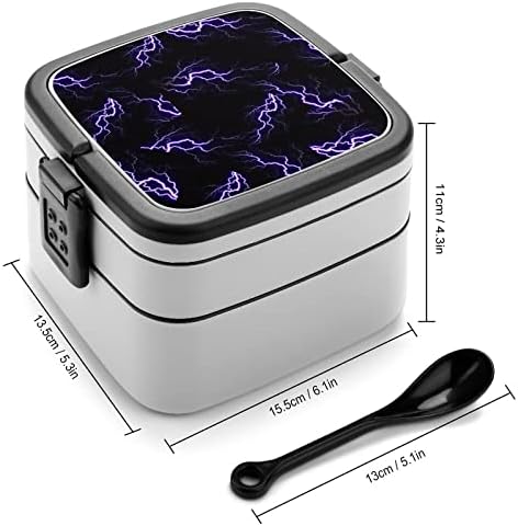 Purple Thunder Double sloj bento kutije za obroke s ručicom prijenosni za uredski rad