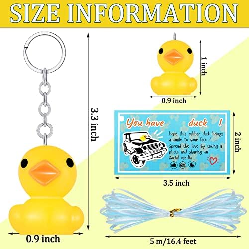 20 setova gumene patke privjeske za ključeve male slatke 3D žute patke ključevi s karticom i oznakama za rođendansku zabavu